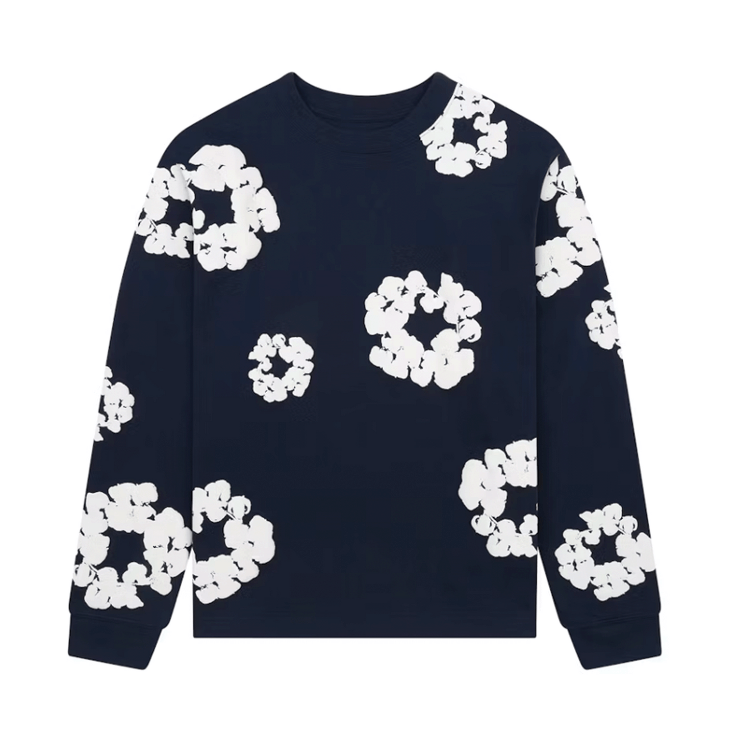 Long Sleeve Cotton Wreath Tee Navy
