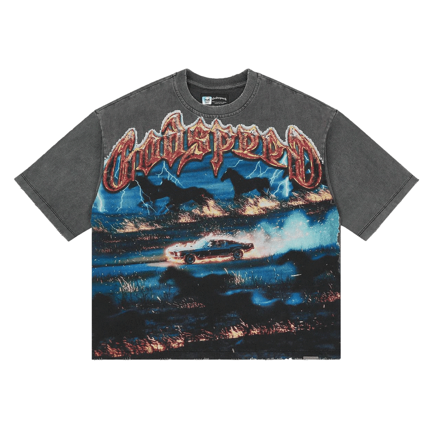 GodSpeed Horsepower T-shirt Grey Wash