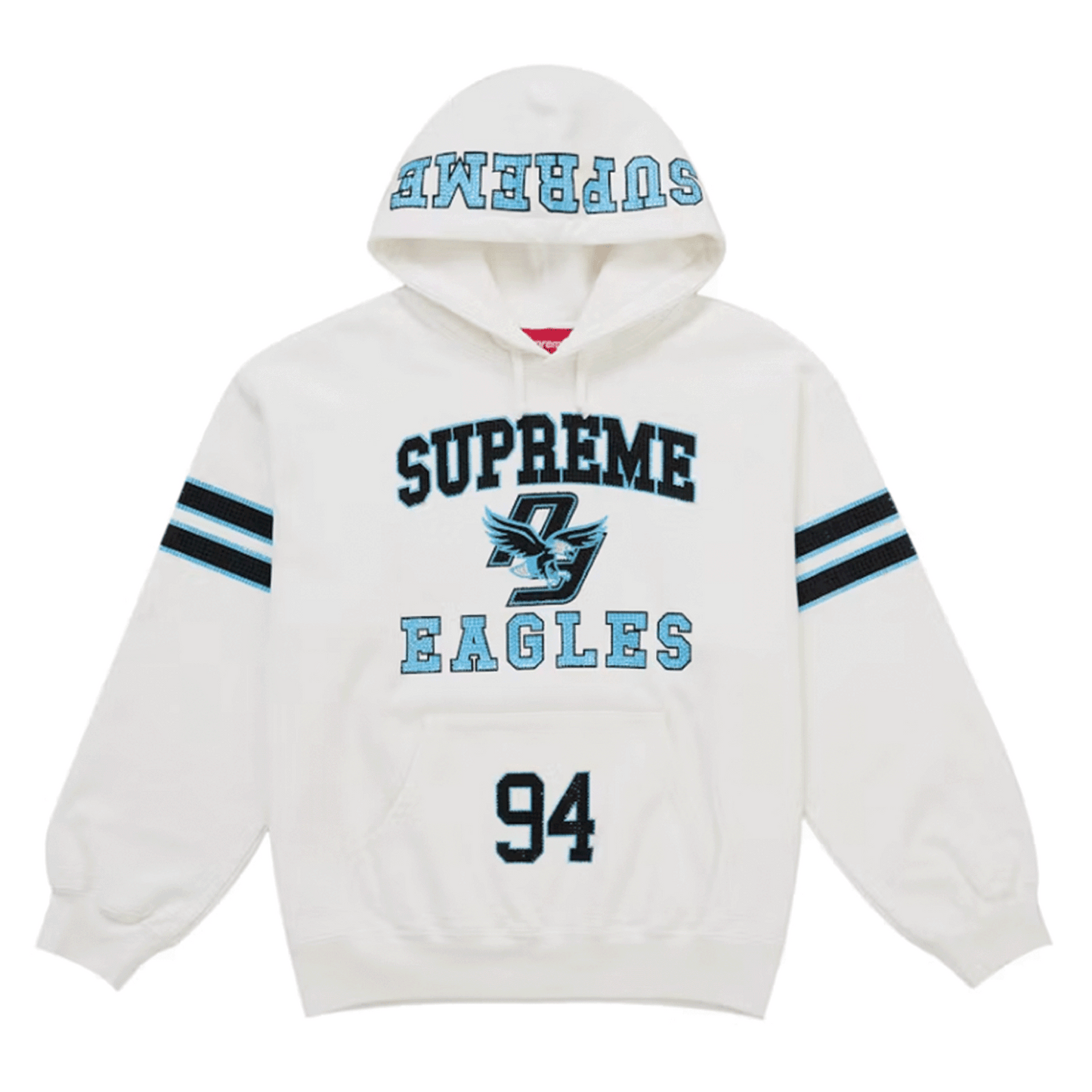 Supreme Rhinestone Eagle Hooded Sweatshirt White