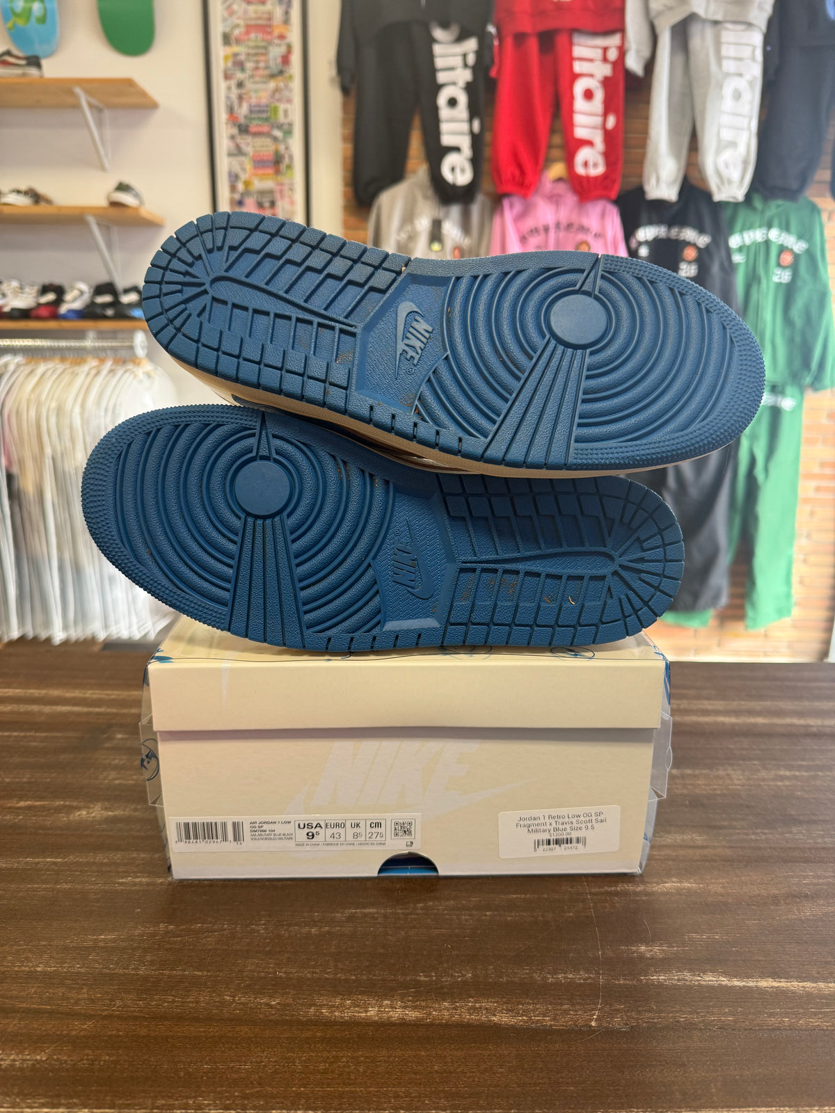 Jordan 1 Low SP Fragment x Travis Scott Sail Military Blue
