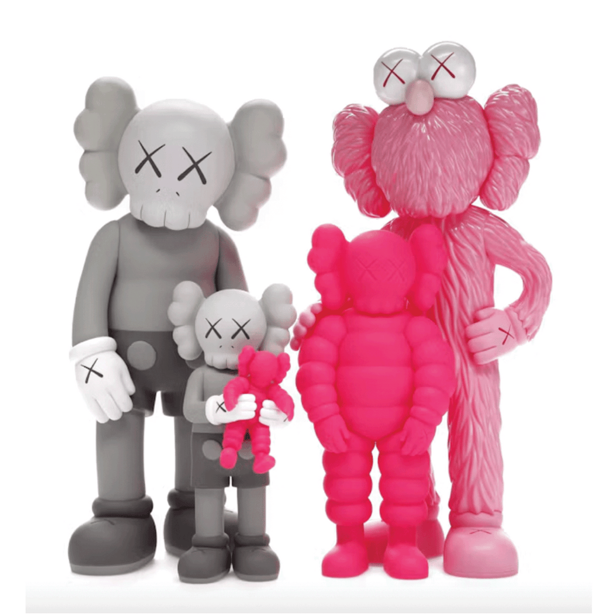 KAWS Family Vinyl Figures Grey/Pink