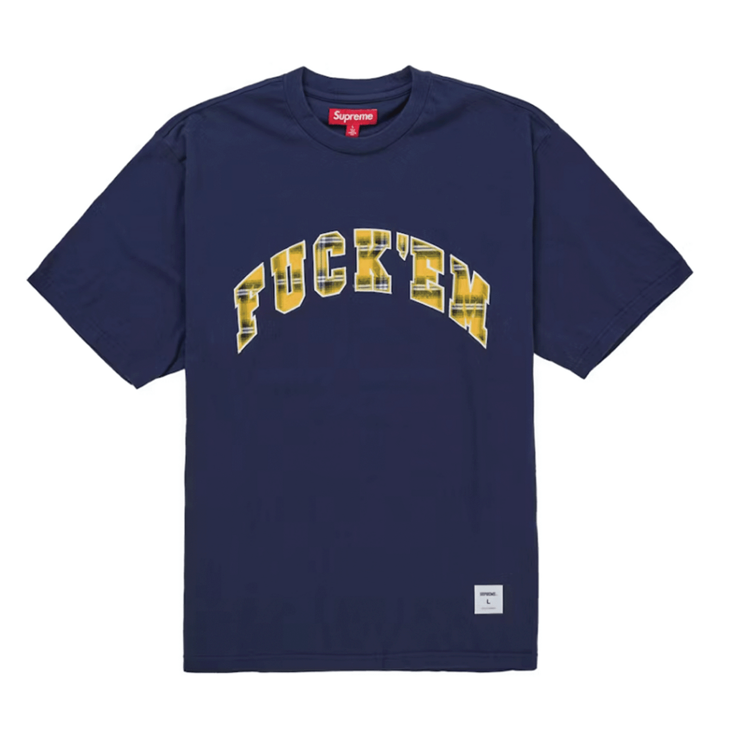 Supreme Fuck Em Plaid S/S Top Navy