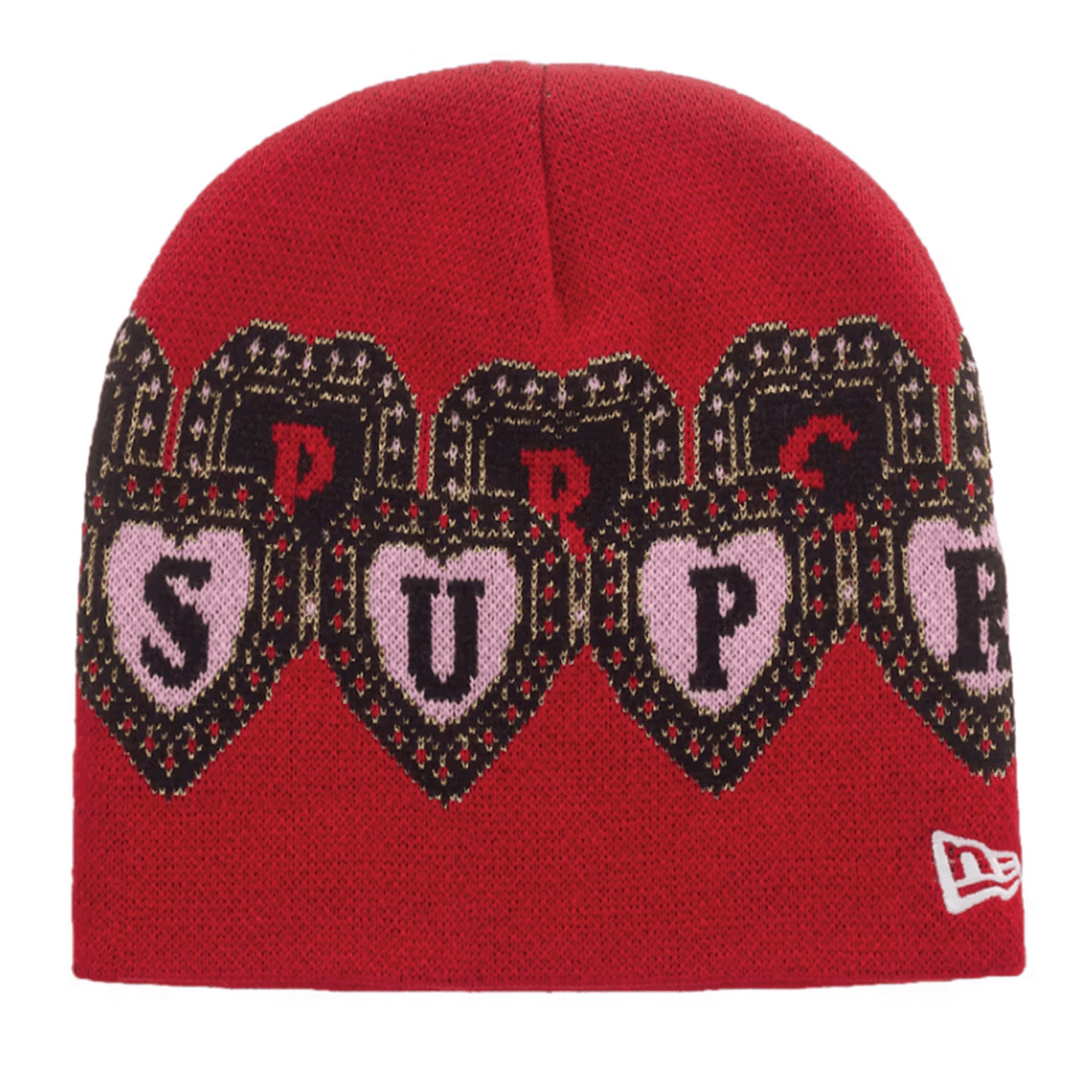 Supreme New Era Hearts Beanie Red