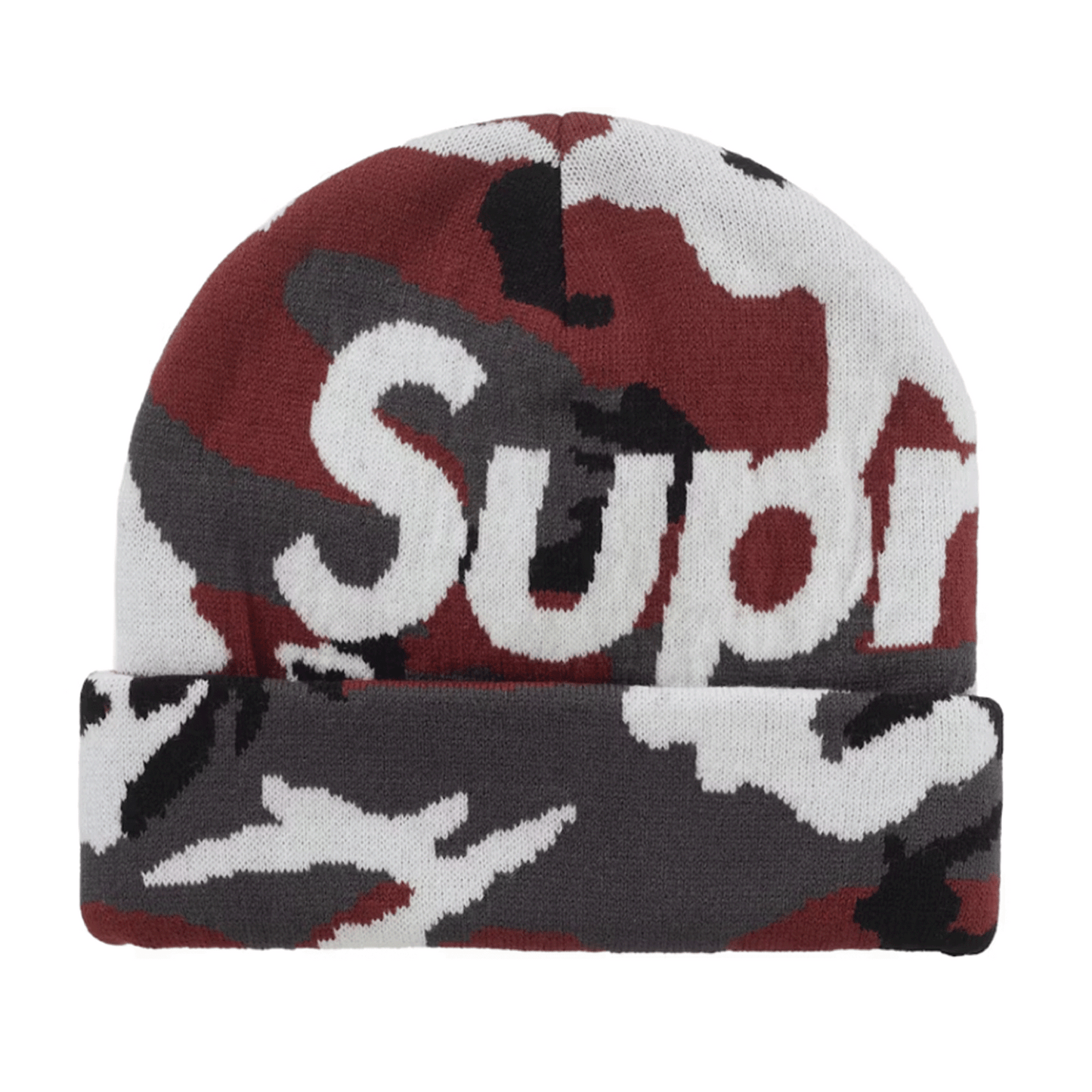Supreme Camo Big Logo Beanie Red Camo