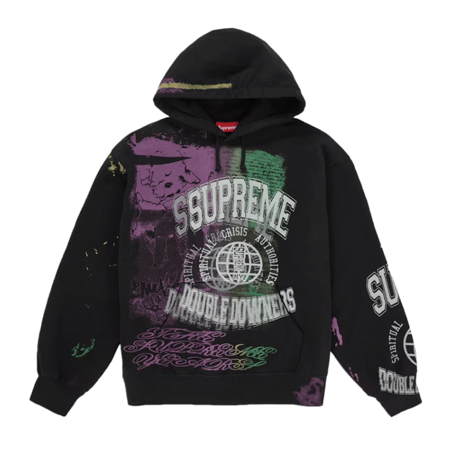 Supreme Overprint Hooded Sweatshirt Black