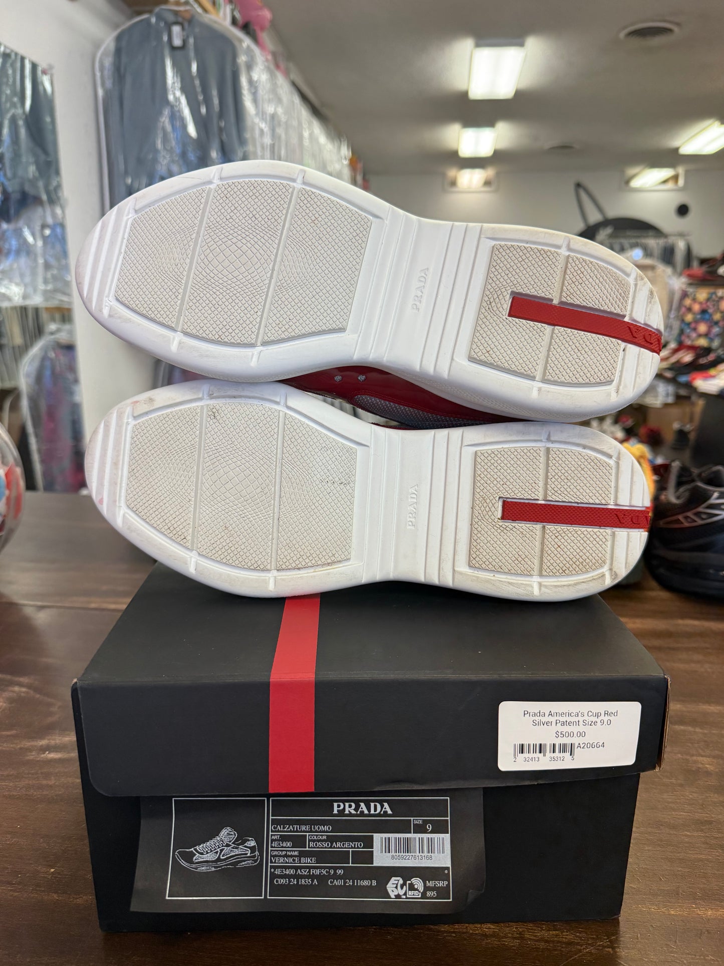 Prada America's Cup Red Silver Patent