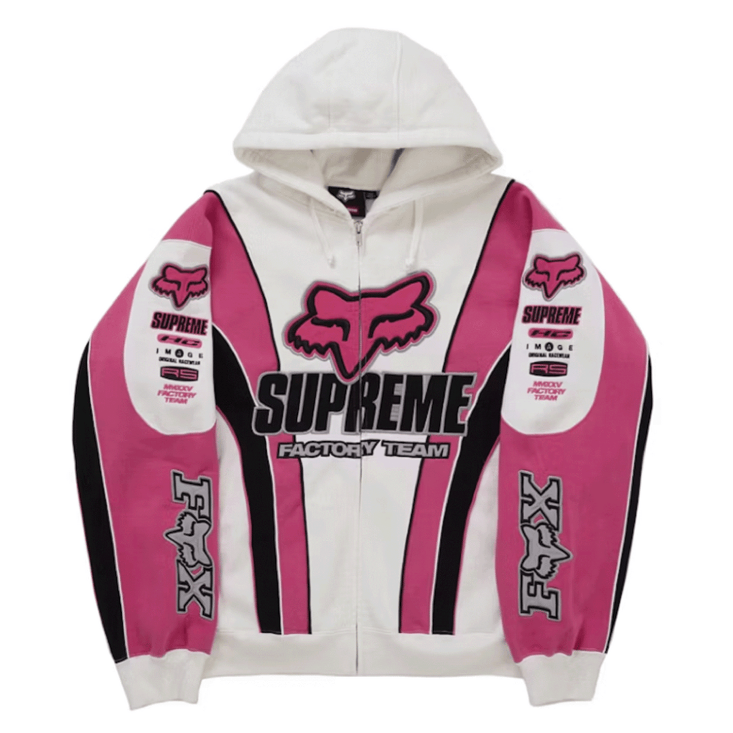 Supreme Fox Racing Zip Up Hooded White