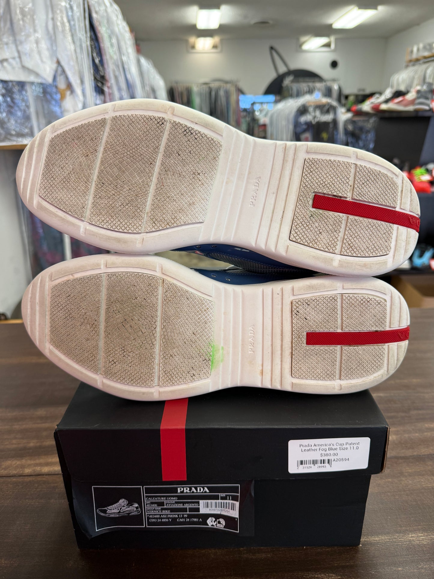 Prada America's Cup Patent Leather Fog Blue