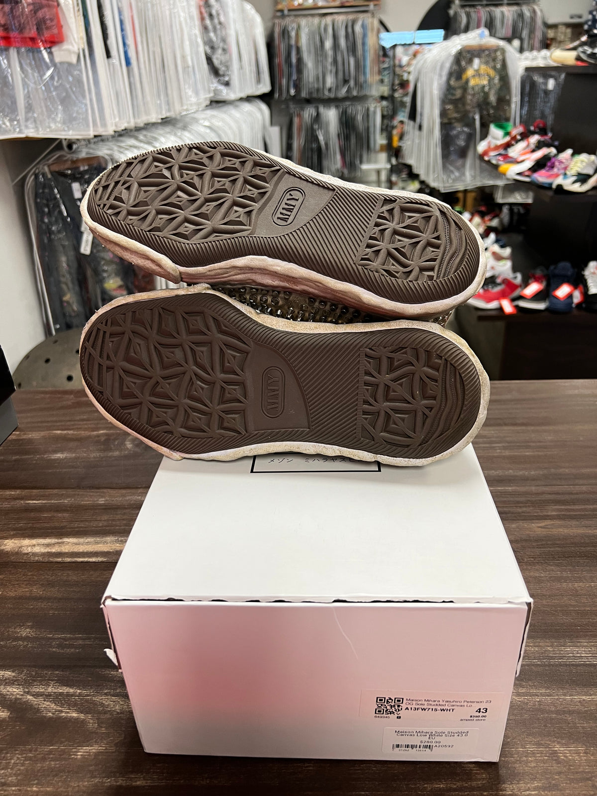 Maison Mihara Sole Studded Canvas Low White