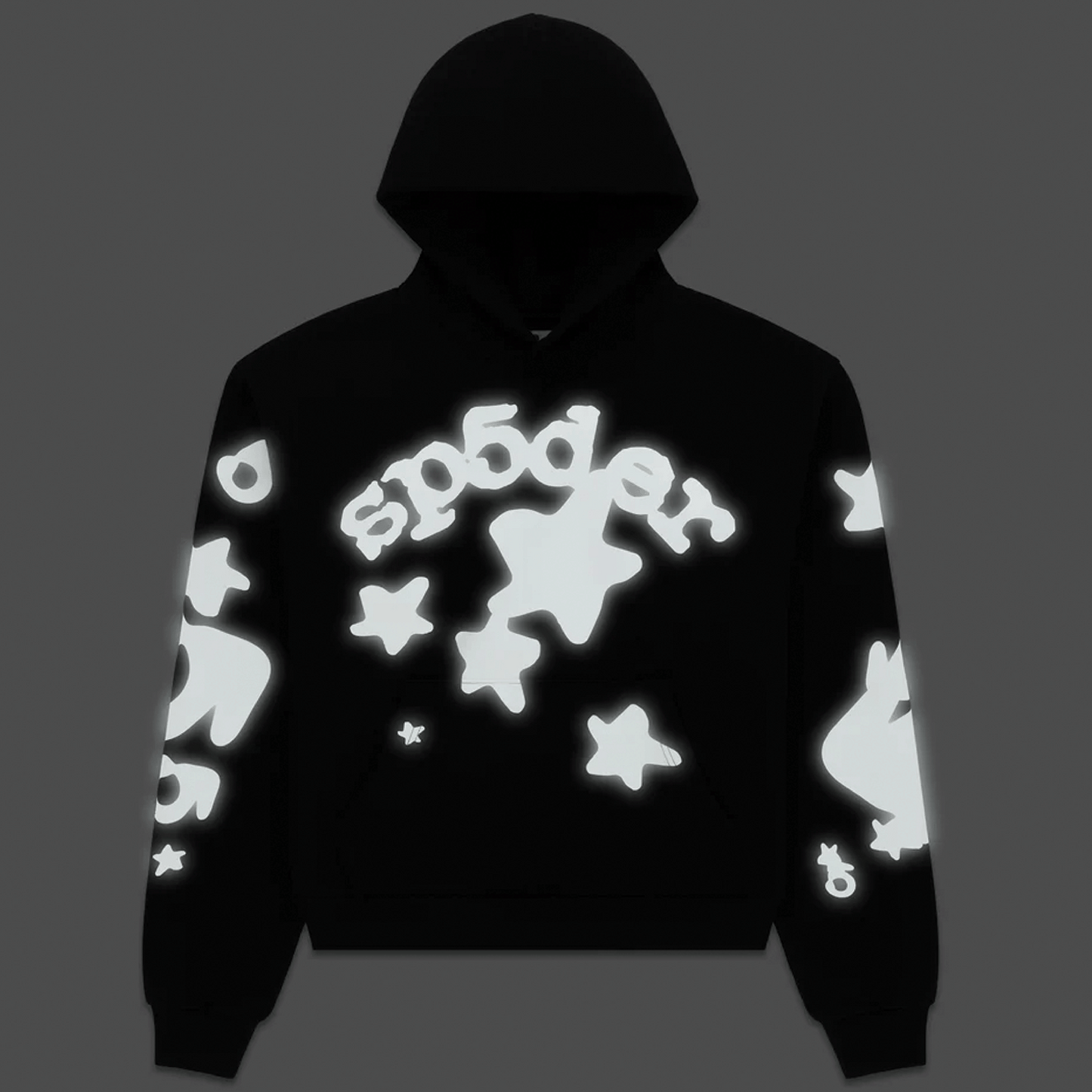 SP5DER REFLECTIVE BELUGA HOODIE BLACK