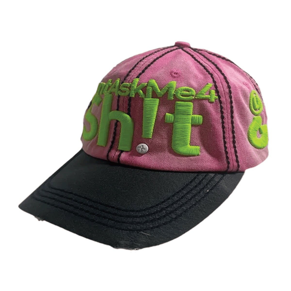 GREEDY UNIT DONTASKME4SH!T HAT GREEN PINK