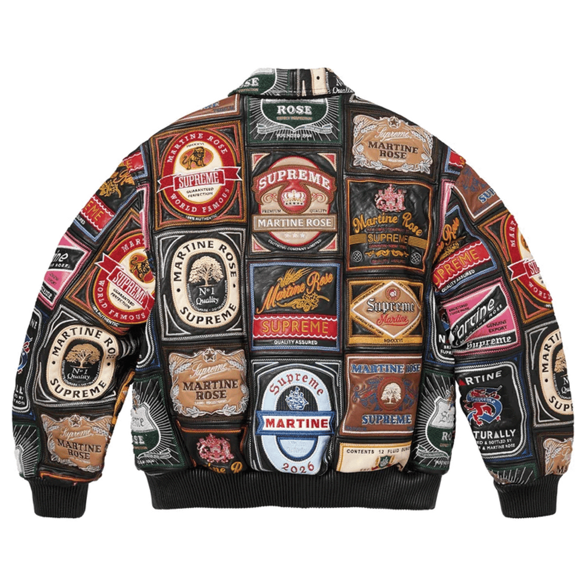 Supreme Martine Rose Patchwork Labels Leather Jacket Black