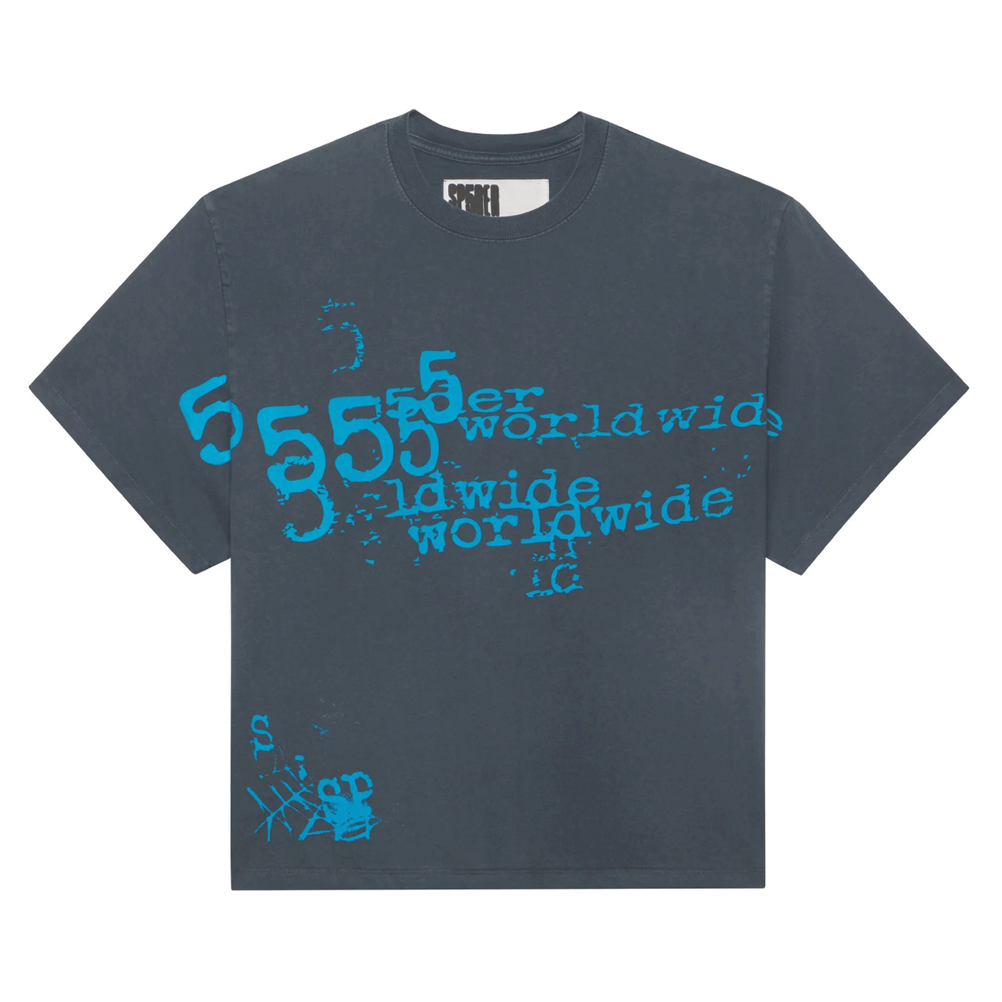 SP5DER WORLDWIDE STUTTER TEE SLATE GREY