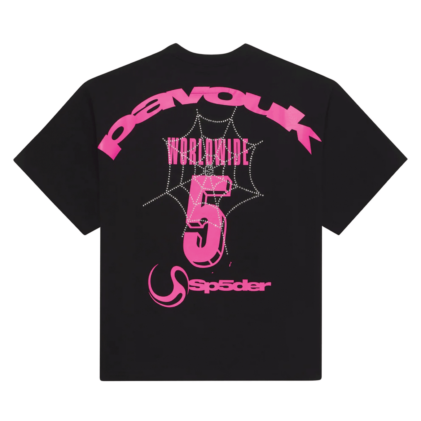 SP5DER PAVOUK RHINESTONE TEE BLACK