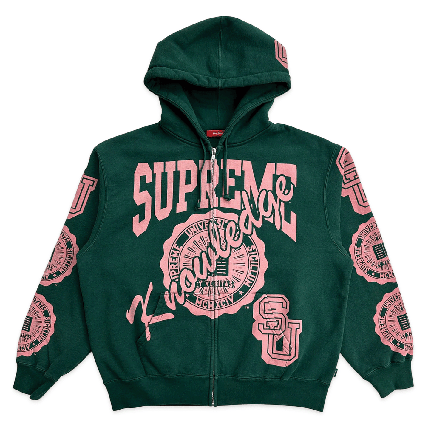 Supreme Knowledge Reigns Zip Up Hooded Sweatshirt Dark Green