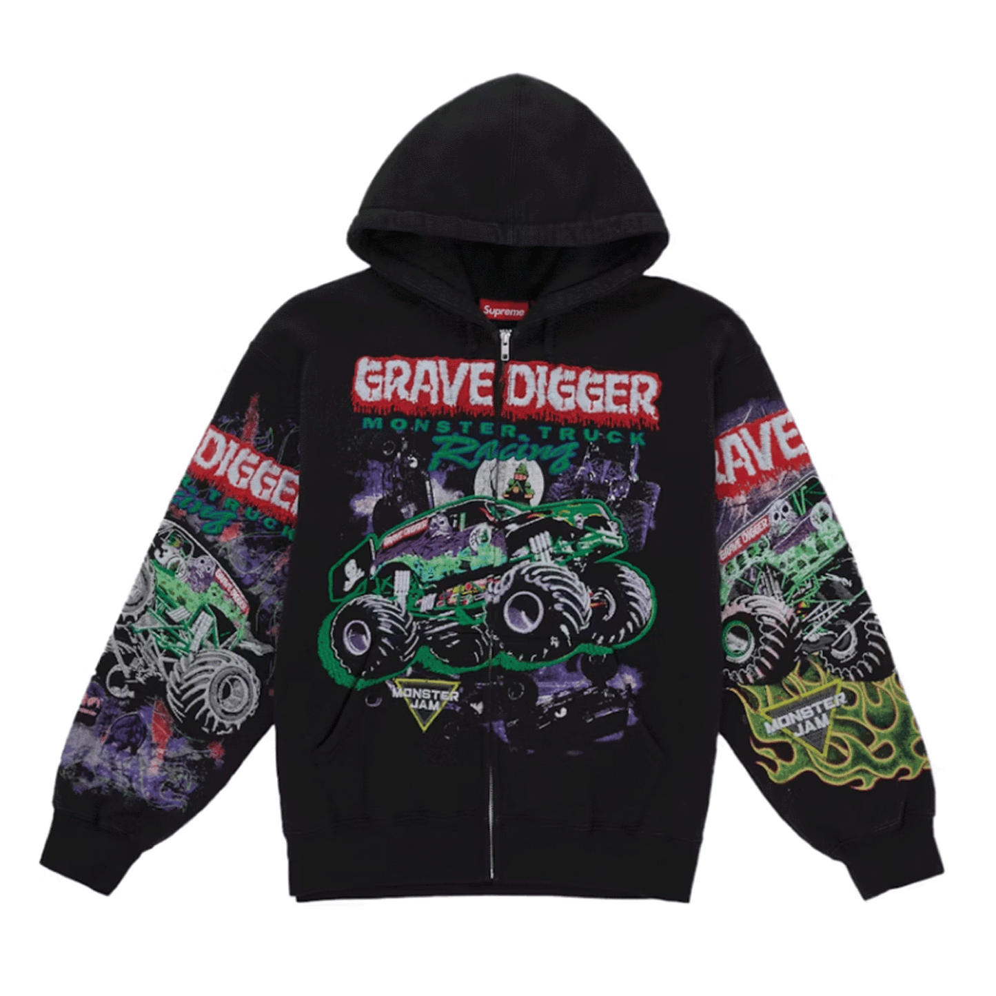 Supreme Grave Digger Zip Up Hooded Sweatshirt Black
