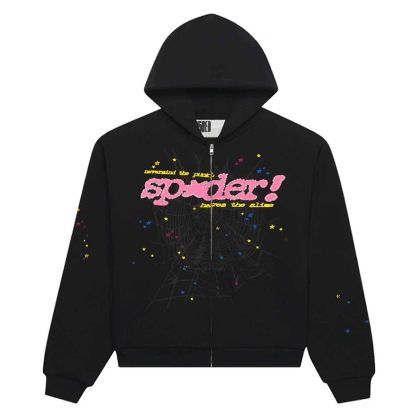 Sp5der Punk V2 Zip Up Hoodie Black