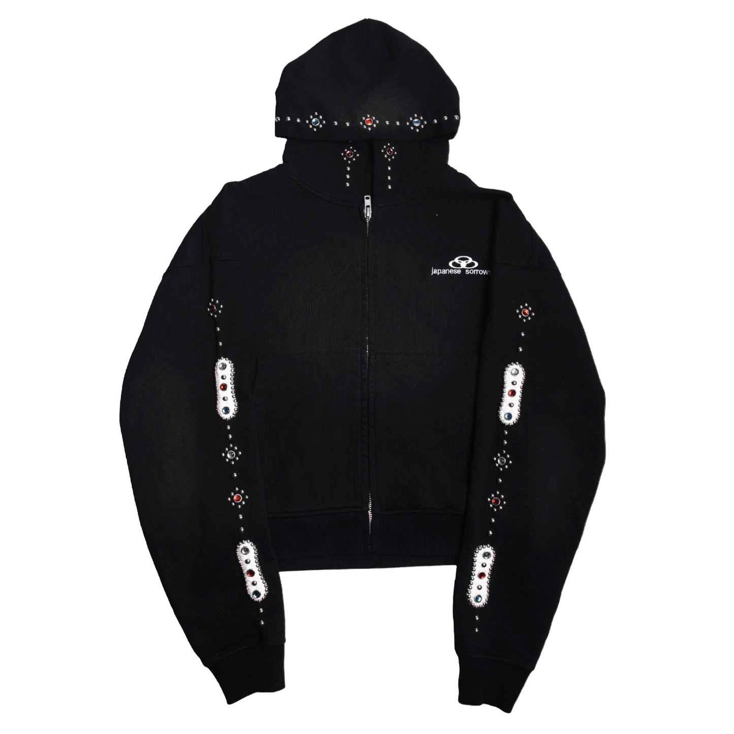 Japanese Sorrows Embellished Hoodie Black