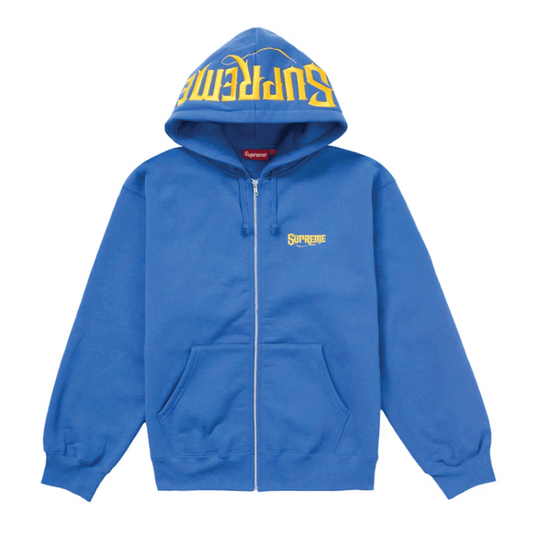 Supreme Mister Cartoon Zip Up Hooded Sweatshirt Washed Royal