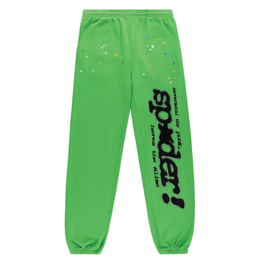 Sp5der Punk V2 Rhinestone Sweatpant Bright Green