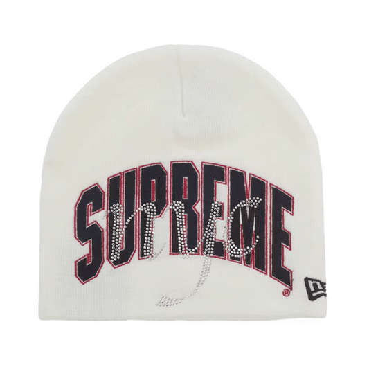 Supreme New Era Rhinestone Beanie (SS26) White