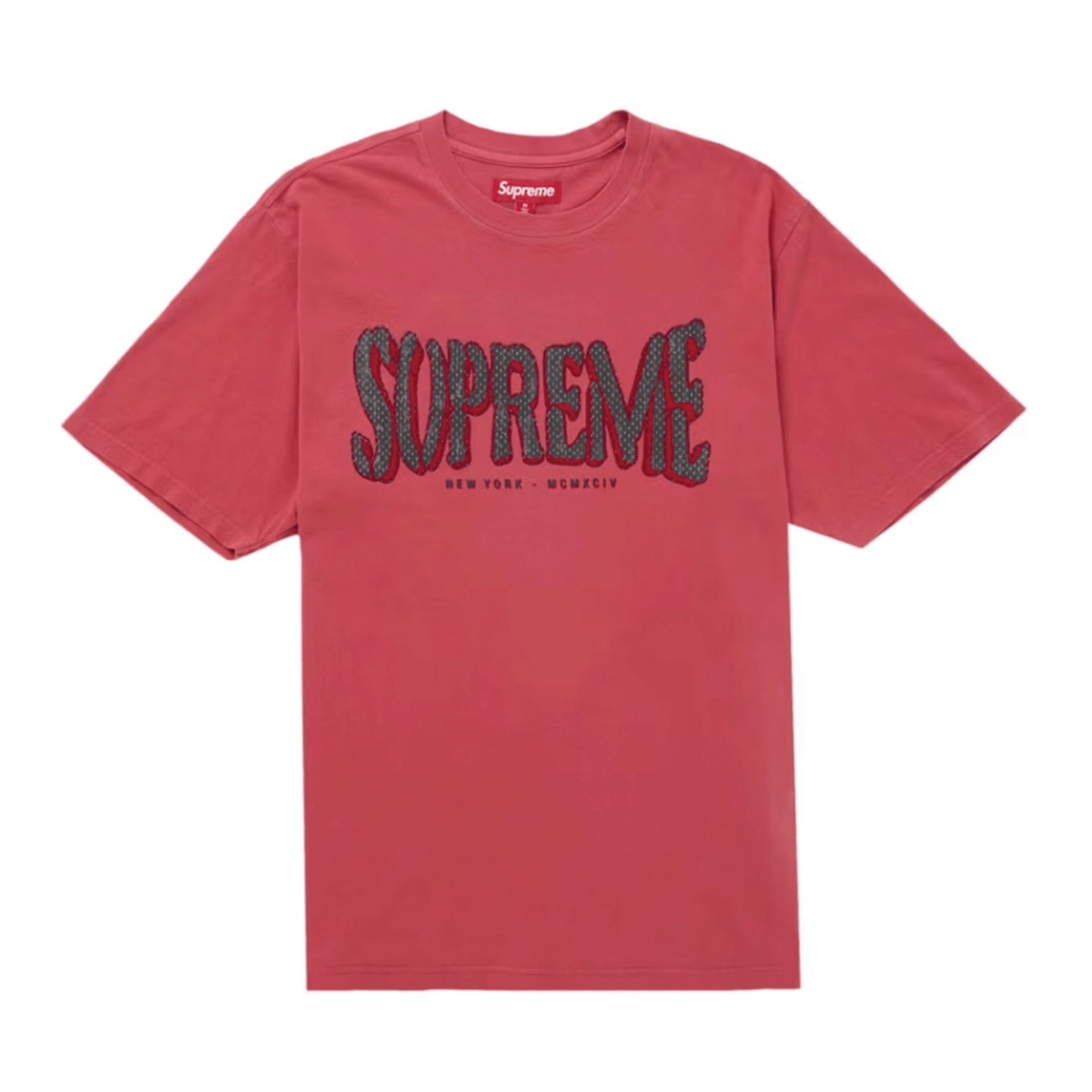 Supreme Flocked Washed S/S Top Red – Sole System Supreme Flocked Washed S/S Top Red – Sole System