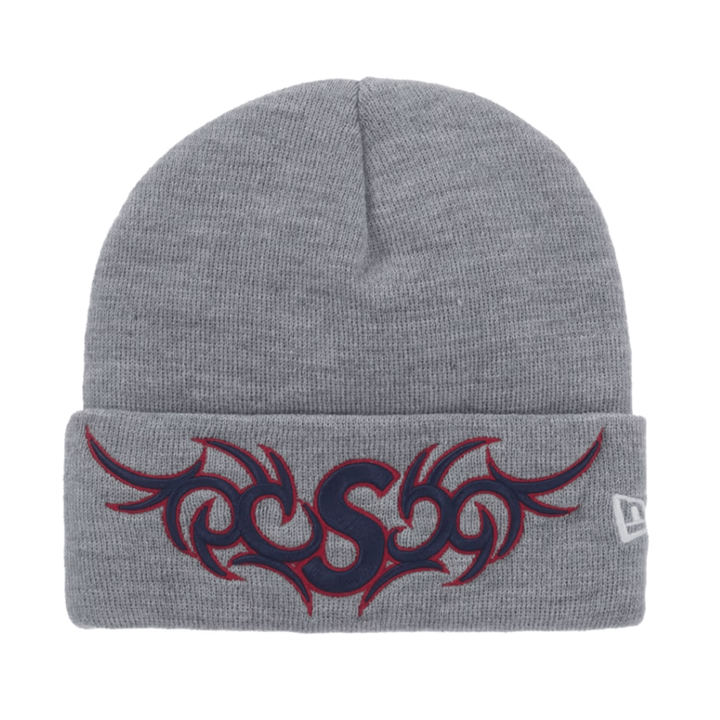 Supreme New Era Tribal S Logo Beanie Heather Grey