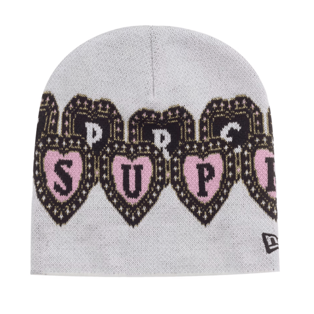 Supreme New Era Hearts Beanie White