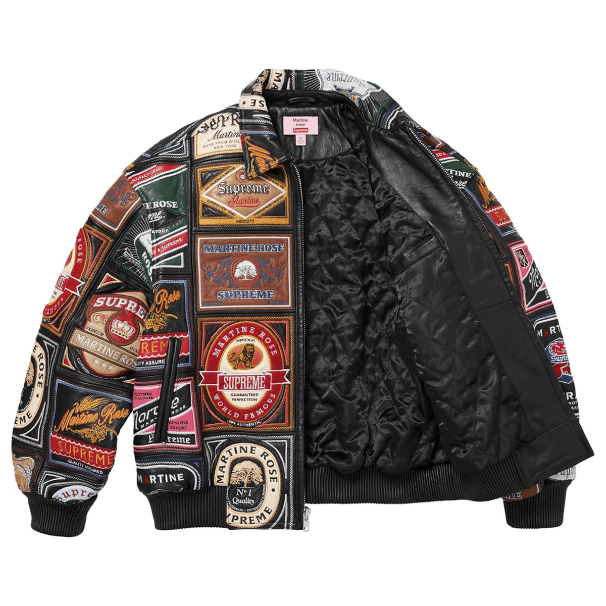 Supreme Martine Rose Patchwork Labels Leather Jacket Black