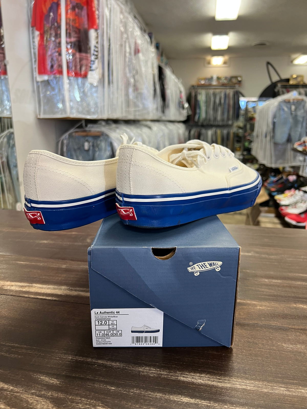 Vans Premium Authentic White Blue Midsole