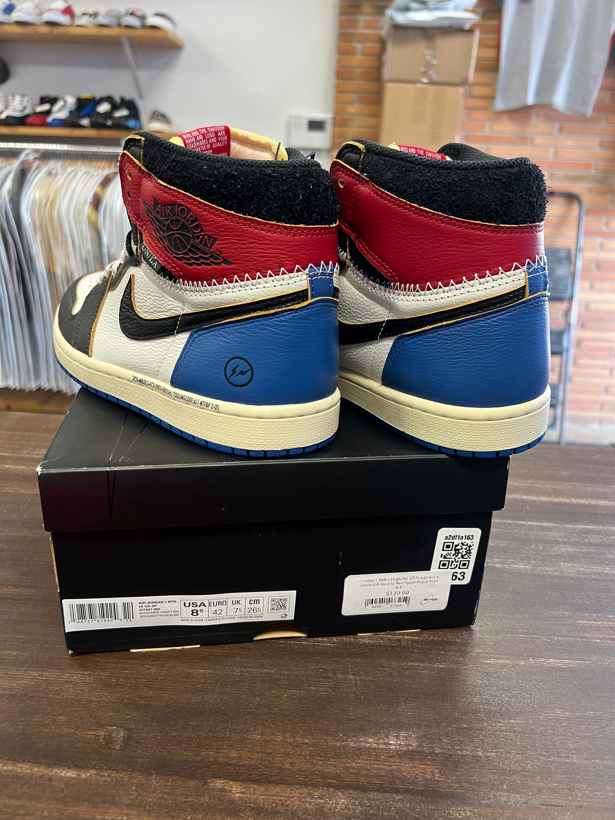 Jordan 1 Retro High OG SP Fragment x Union LA Varsity Red Sport Royal