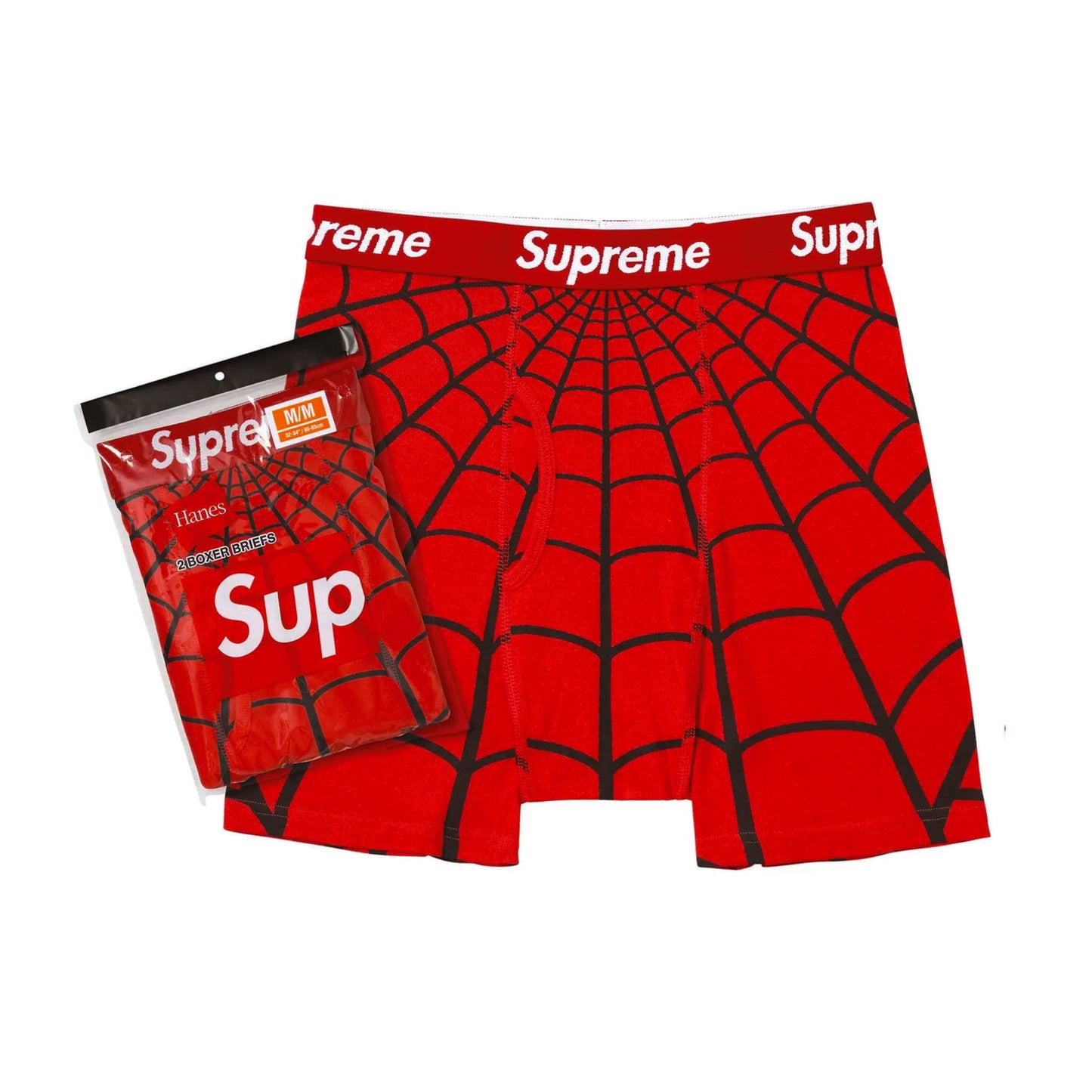 Supreme Hanes Spider-Man Boxer Briefs (2 Pack) Red