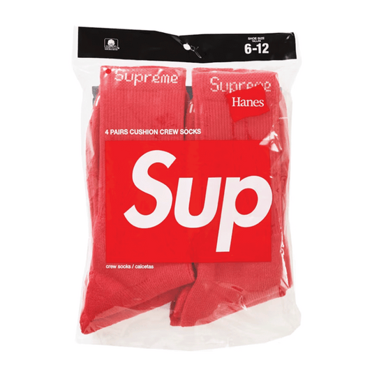 Supreme Hanes Socks (4 Pack) Red