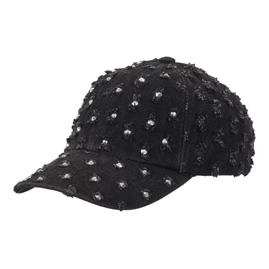 Supreme Hole Punch Rhinestone Denim 6-Panel Black