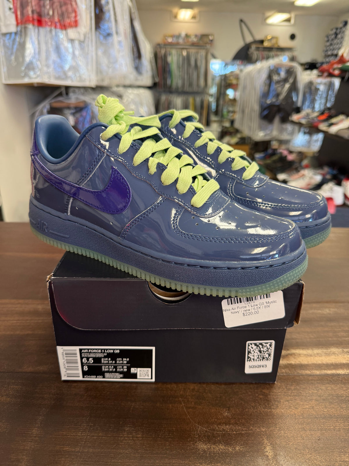Nike Air Force 1 Low Patent Leather Mystic Navy Grape Ice