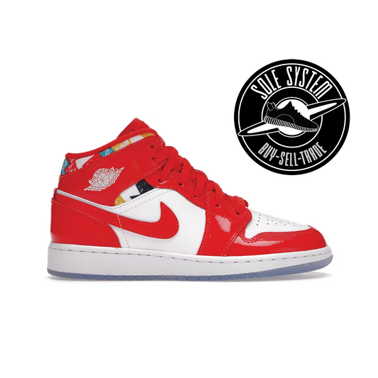 Jordan 1 Mid Sweater Red Patent (GS)