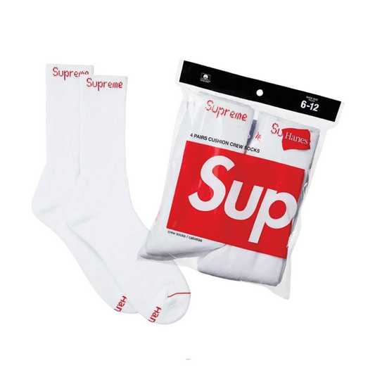 Supreme Hanes Crew Socks (4 Pack) White