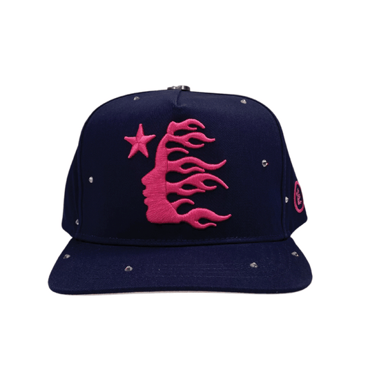 Hellstar OG Logo Hat Snapback Rhinestones Navy