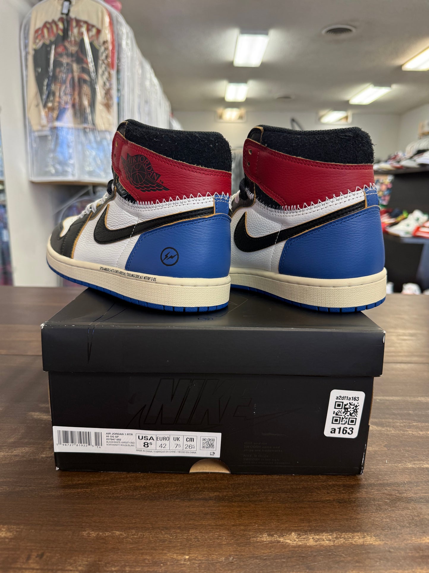 Jordan 1 Retro High OG SP Fragment x Union LA Varsity Red Sport Royal