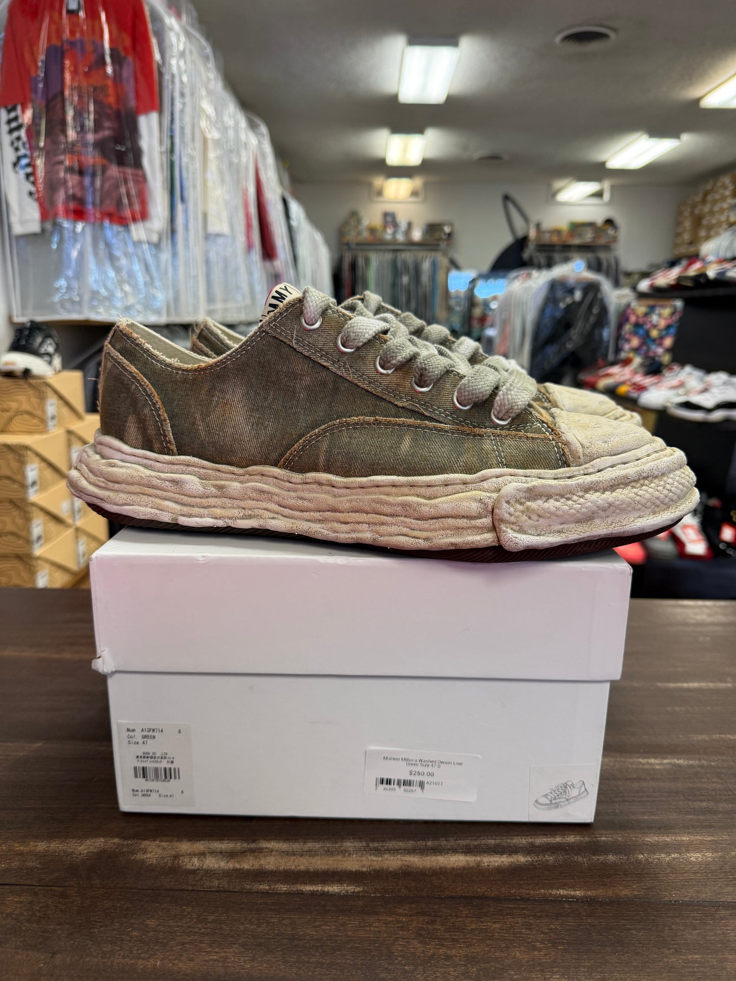 Maison Mihara Washed Denim Low Green