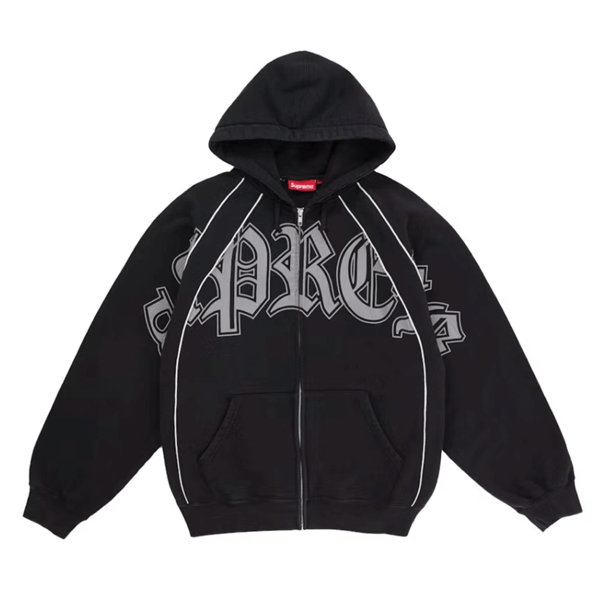 Supreme Paneled Zip Up Hooded Sweatshirt Black