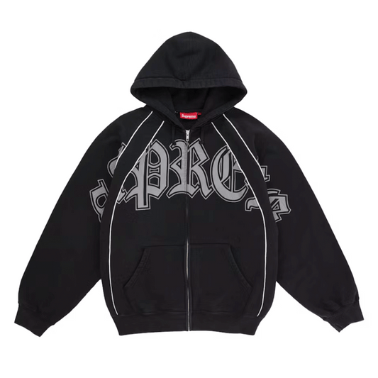Supreme Paneled Zip Up Hooded Sweatshirt Black