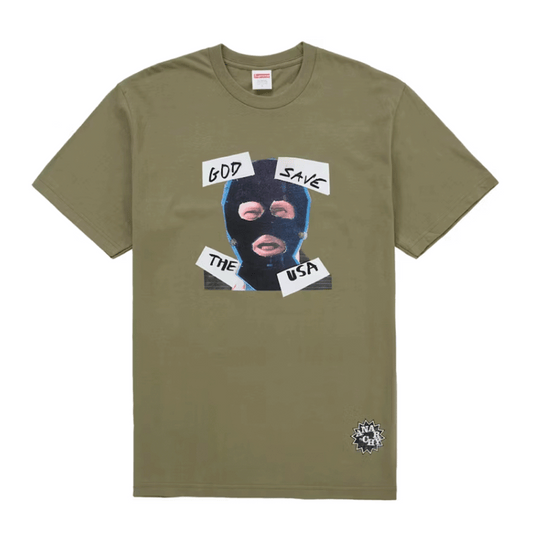 Supreme God Save Us Tee Light Olive