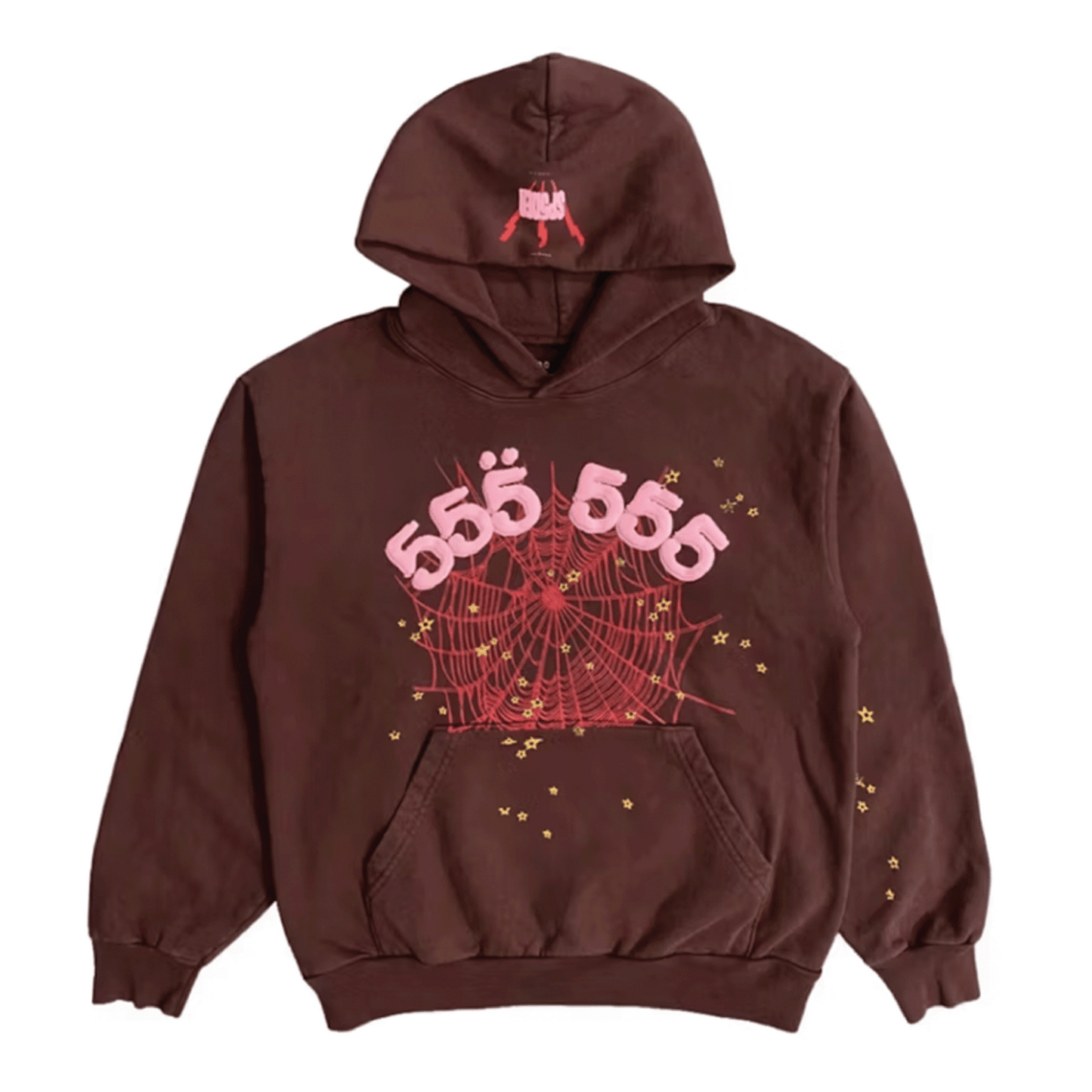 Sp5der Angel Number Hoodie Brown