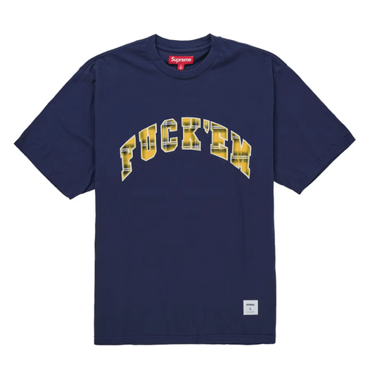 Supreme Fuck Em Plaid S/S Top Navy