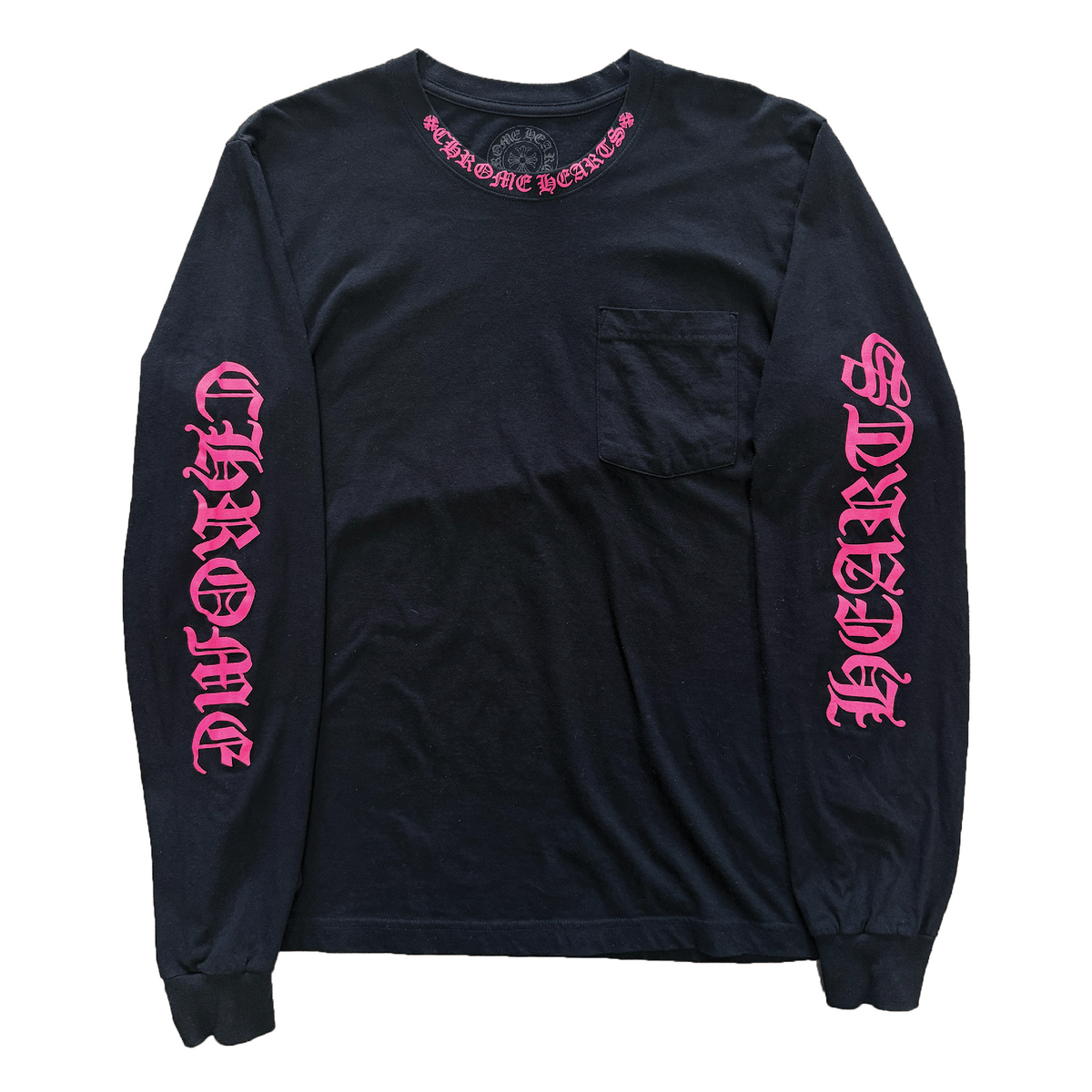 Chrome Hearts Long Sleeve Pocket Crew Hot Pink Black