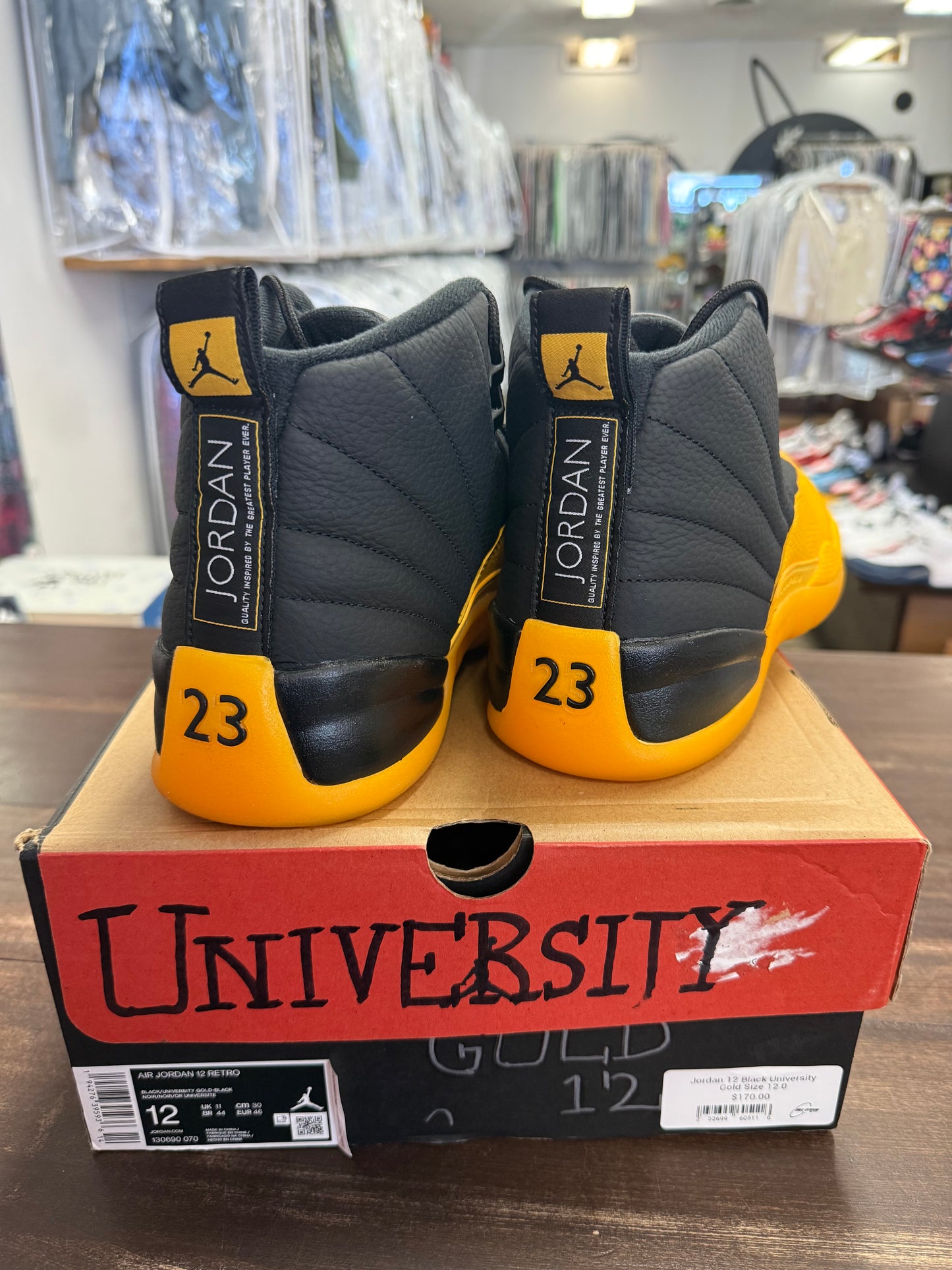 Jordan 12 Black University Gold