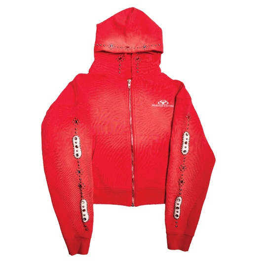 Japanese Sorrows Embellished Hoodie Red