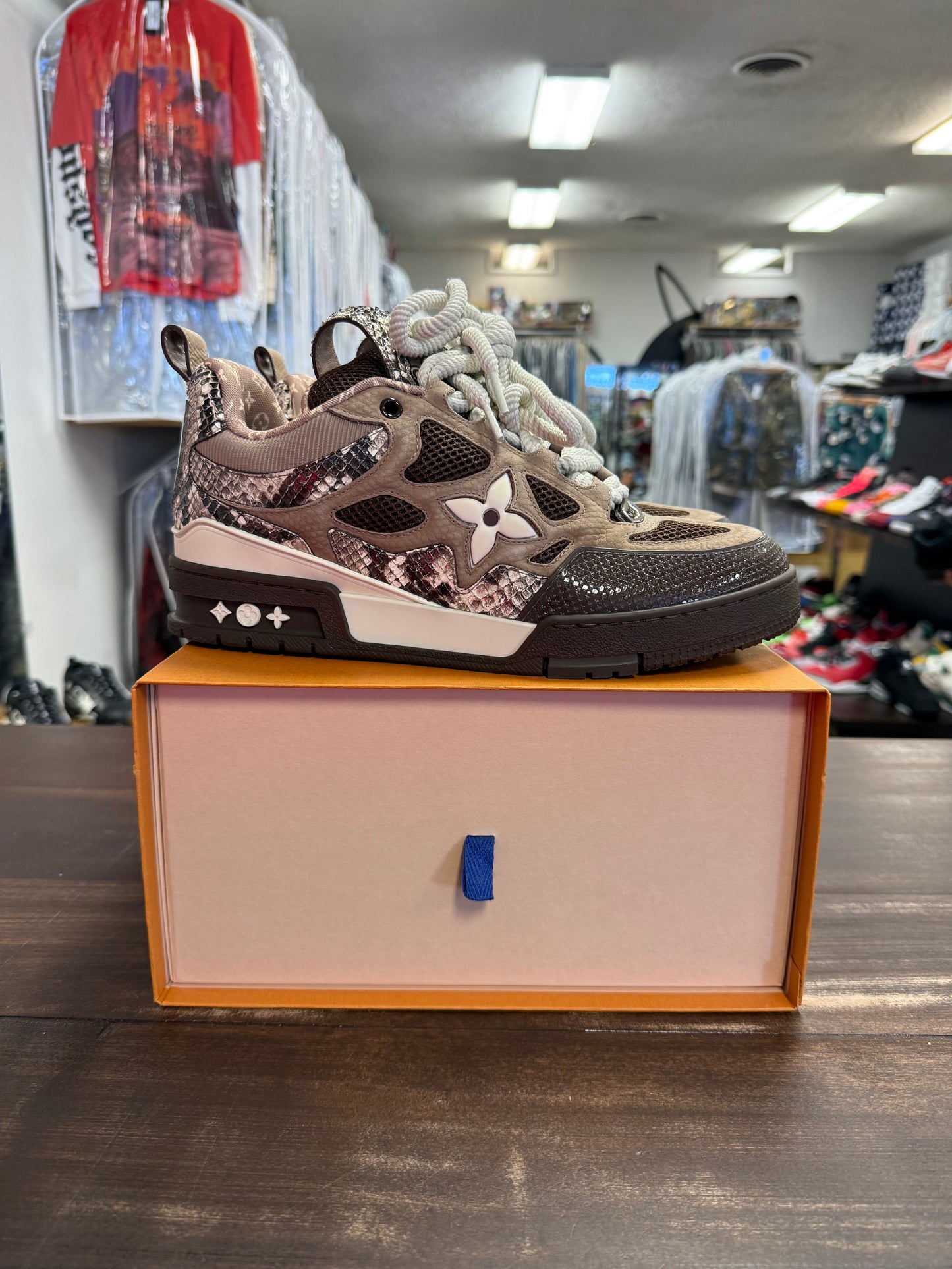 LV Skate Sneaker Brown Python
