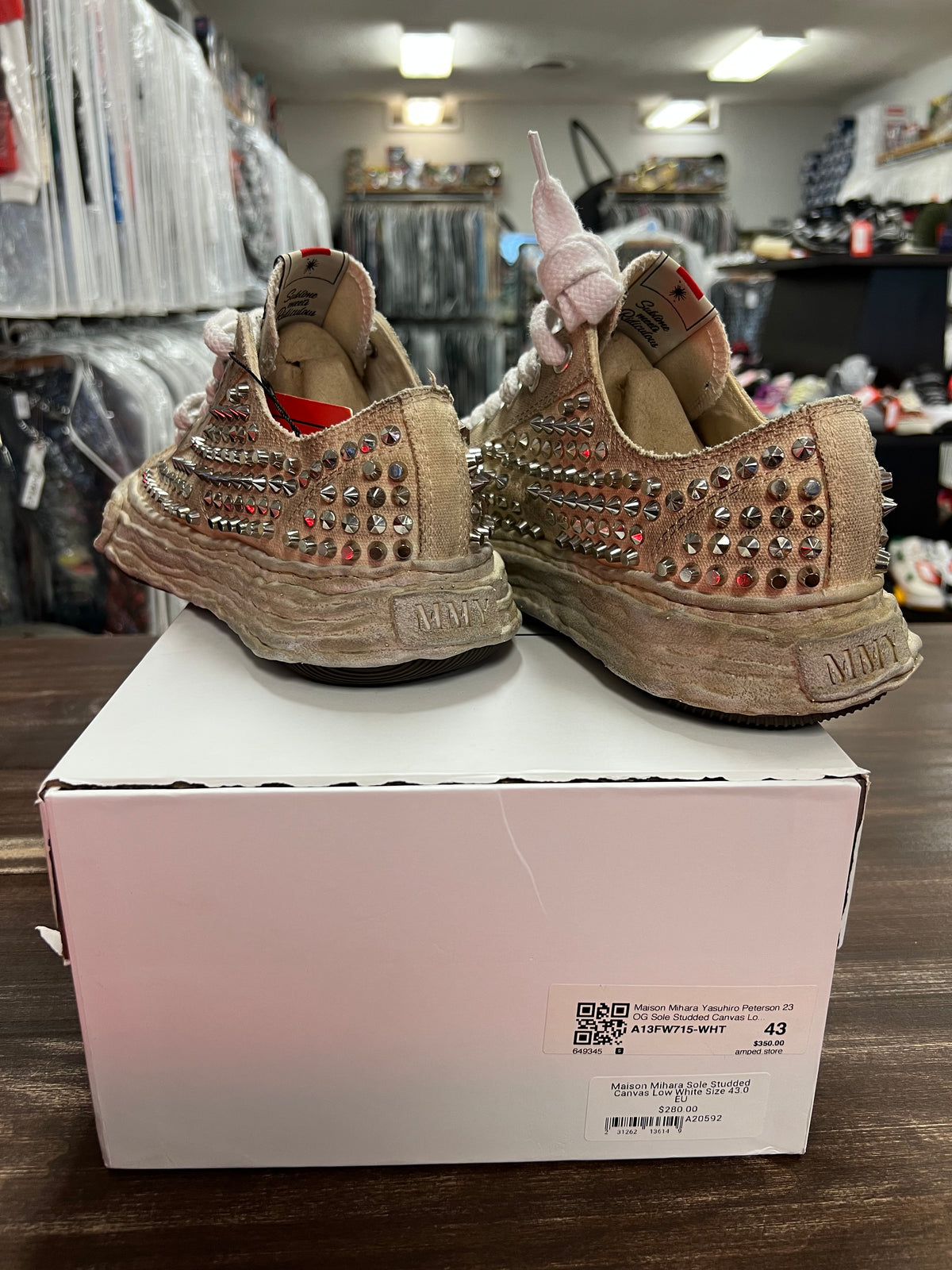 Maison Mihara Sole Studded Canvas Low White